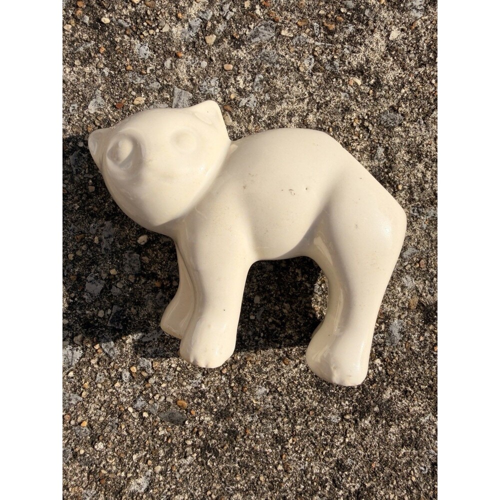 Vintage McCoy White Scaredy Stretched Cat Succulent Cactus Cottage Core Planter